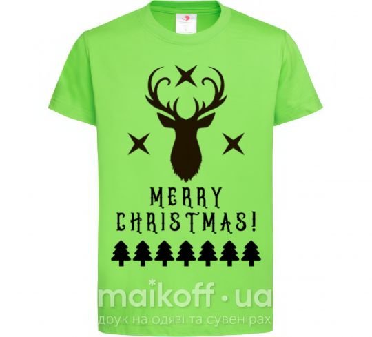 Детская футболка Merry Christmas Black Deer Лаймовый фото