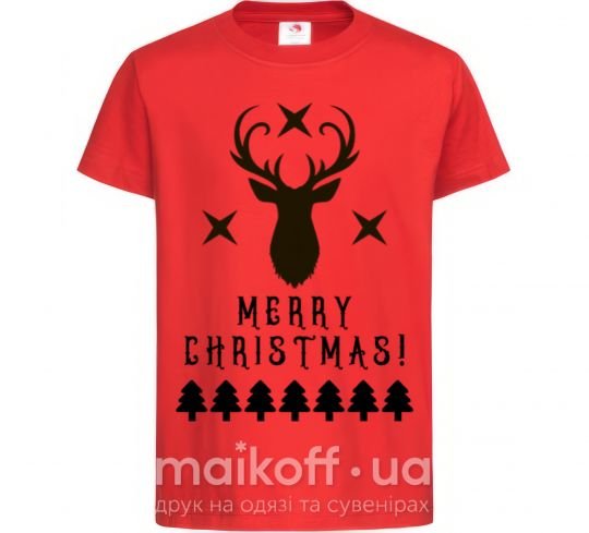 Детская футболка Merry Christmas Black Deer Красный фото