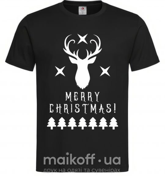 Мужская футболка Merry Christmas Black Deer Черный фото