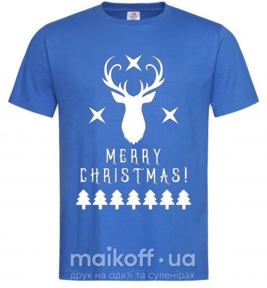 Мужская футболка Merry Christmas Black Deer Ярко-синий фото