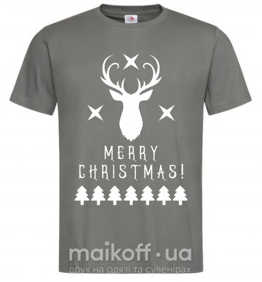 Мужская футболка Merry Christmas Black Deer Графит фото