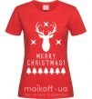Женская футболка Merry Christmas Black Deer Красный фото