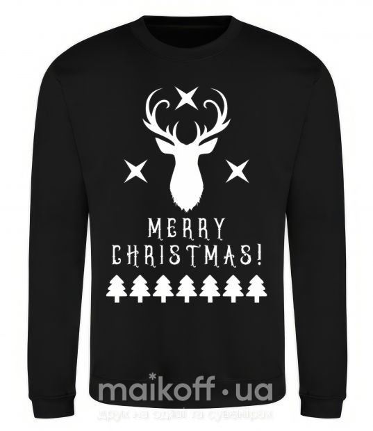 Світшот Merry Christmas Black Deer Чорний фото