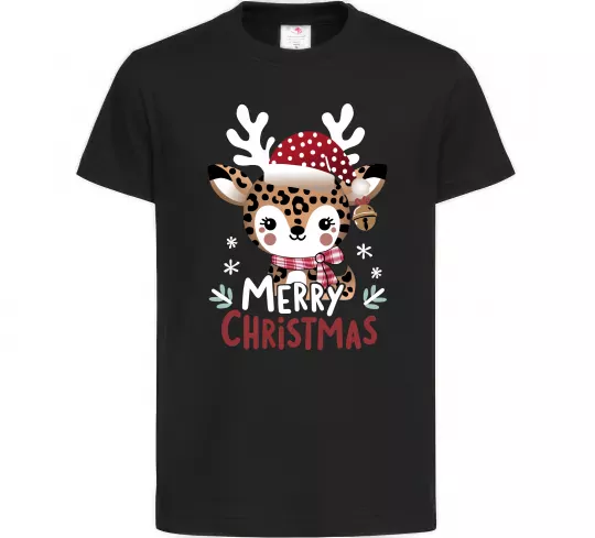 Детская футболка Merry Christmas Deer Черный фото