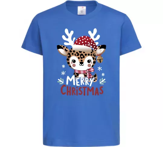 Детская футболка Merry Christmas Deer Ярко-синий фото