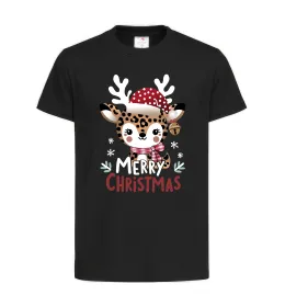 Детская футболка Merry Christmas Deer Черный фото