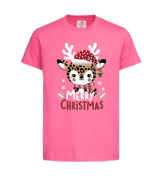Детская футболка Merry Christmas Deer Ярко-розовый фото