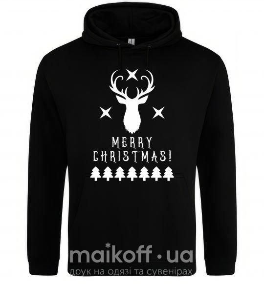 Мужская толстовка (худи) Merry Christmas Black Deer Черный фото