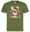 Мужская футболка Merry Christmas Deer Оливковый фото