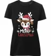Жіноча преміум футболка Merry Christmas Deer Чорний фото