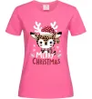 Женская футболка Merry Christmas Deer Ярко-розовый фото