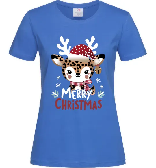 Женская футболка Merry Christmas Deer Ярко-синий фото