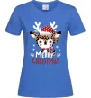 Женская футболка Merry Christmas Deer Ярко-синий фото