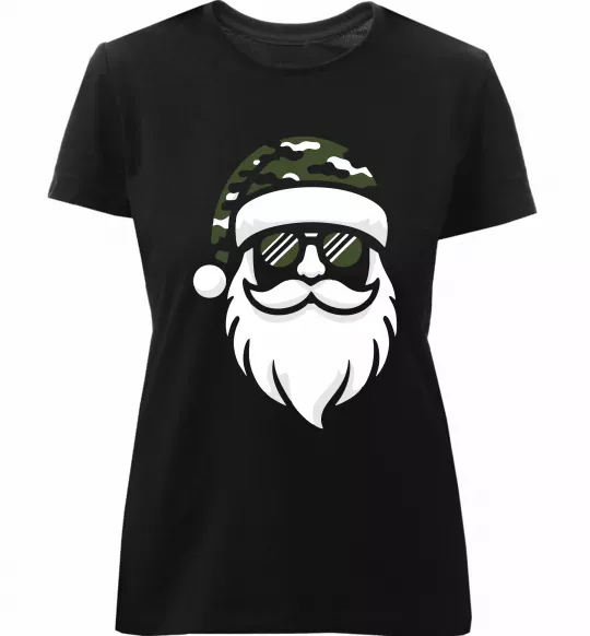 Жіноча преміум футболка Santa camouflage Чорний фото
