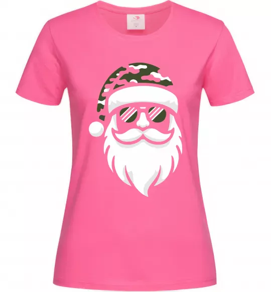 Жіноча футболка Santa camouflage Яскраво-рожевий фото