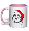 Чашка з кольоровою ручкою Санта Ніжно рожевий фото