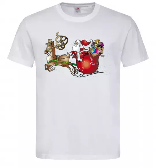 Чоловіча футболка Санта на санях Білий фото