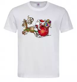 Мужская футболка Санта на санях Белый фото