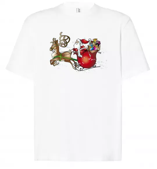 Футболка Оверсайз Санта на санях Білий фото