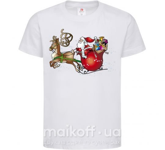 Детская футболка Санта на санях Белый фото