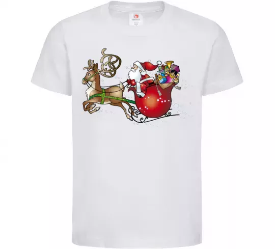 Детская футболка Санта на санях Белый фото