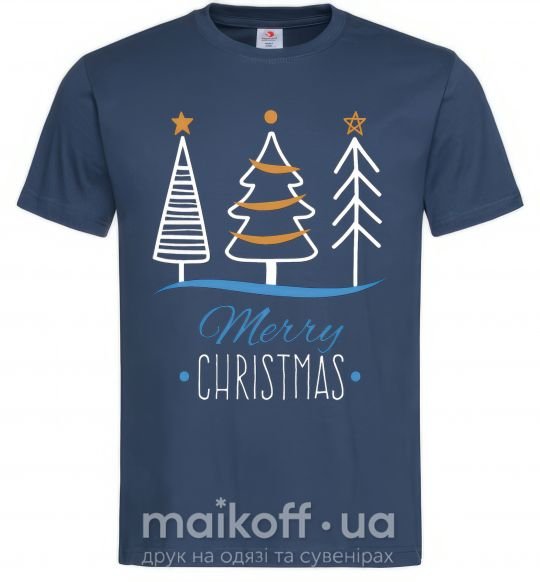 Чоловіча футболка Надпись Merry Christmas Темно-синій фото