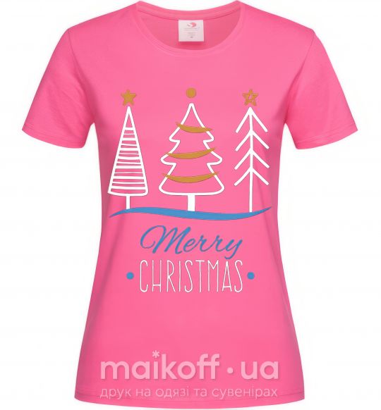 Женская футболка Надпись Merry Christmas Ярко-розовый фото