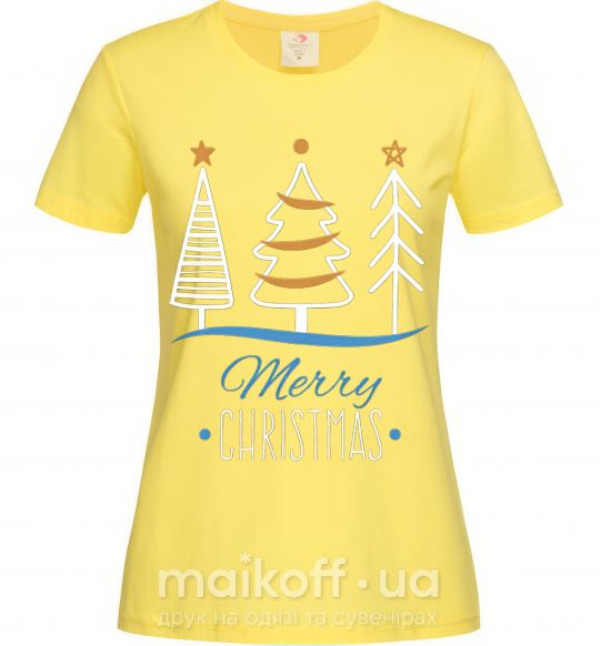 Жіноча футболка Надпись Merry Christmas Лимонний фото