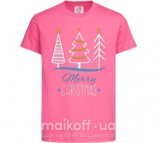 Дитяча футболка Надпись Merry Christmas Яскраво-рожевий фото