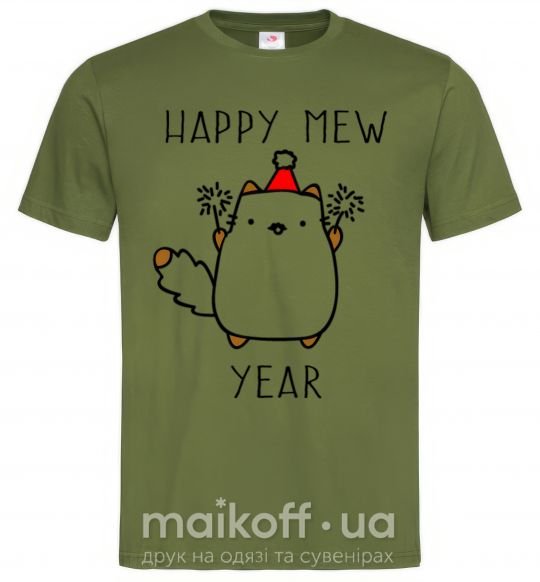 Чоловіча футболка Happy Mew Year Оливковий фото