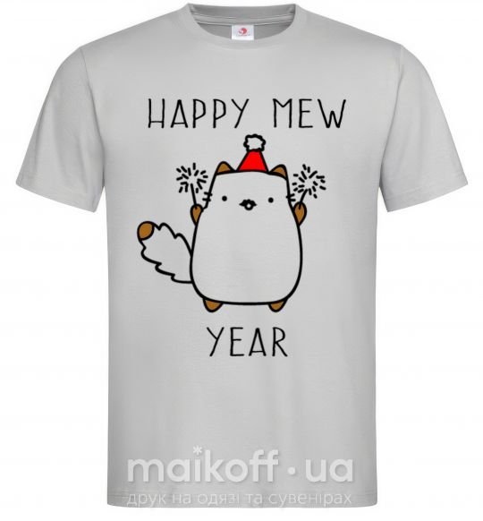 Мужская футболка Happy Mew Year Серый фото