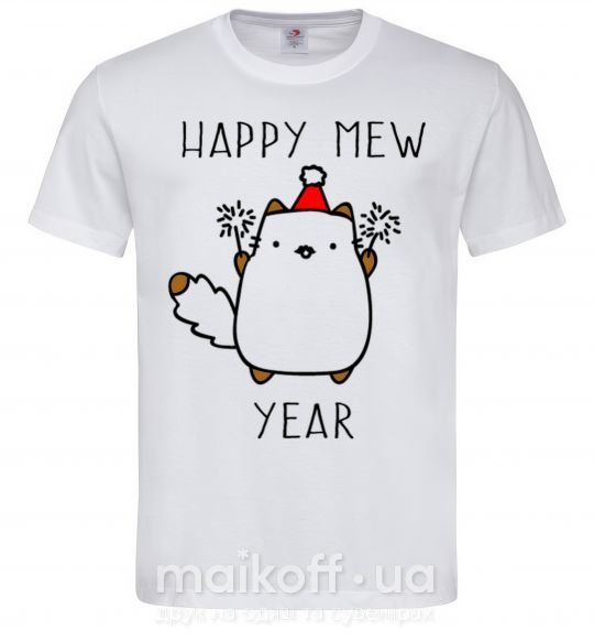 Мужская футболка Happy Mew Year Белый фото
