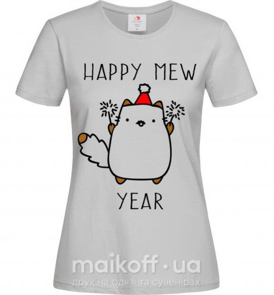 Женская футболка Happy Mew Year Серый фото