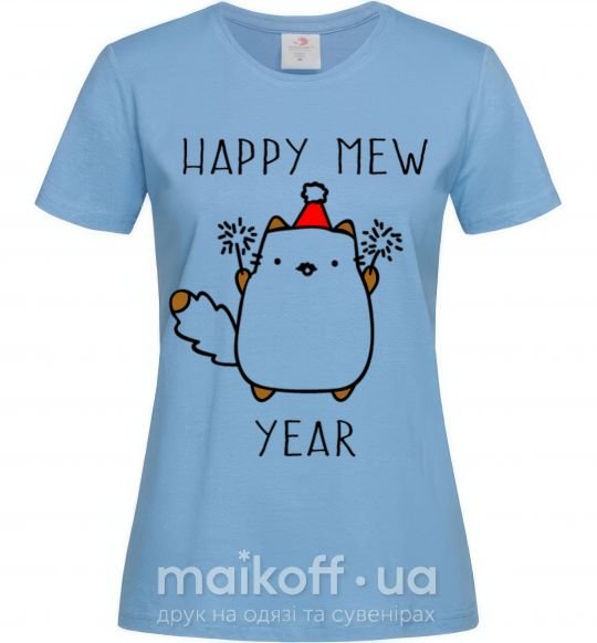 Женская футболка Happy Mew Year Голубой фото
