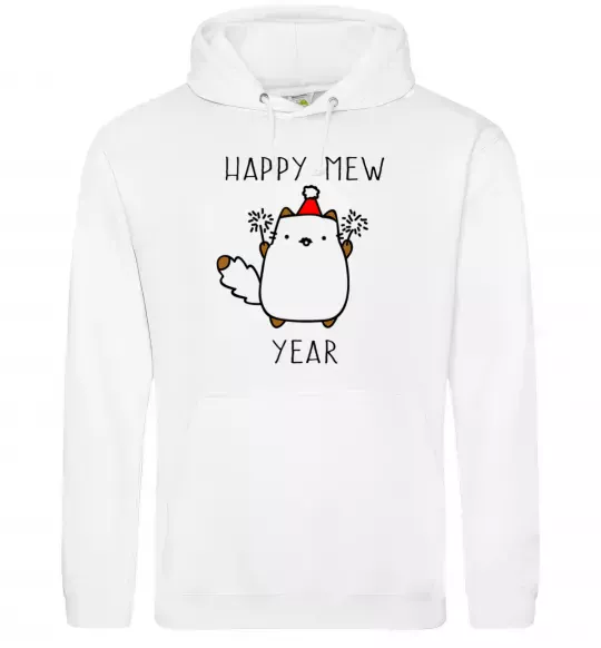 Мужская толстовка (худи) Happy Mew Year Белый фото