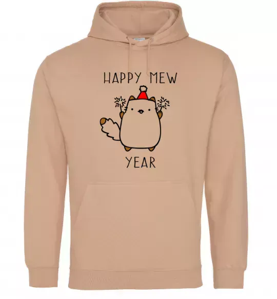 Мужская толстовка (худи) Happy Mew Year Песочный фото