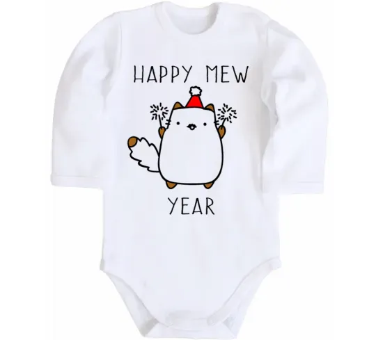 Дитячий бодік Happy Mew Year Білий фото
