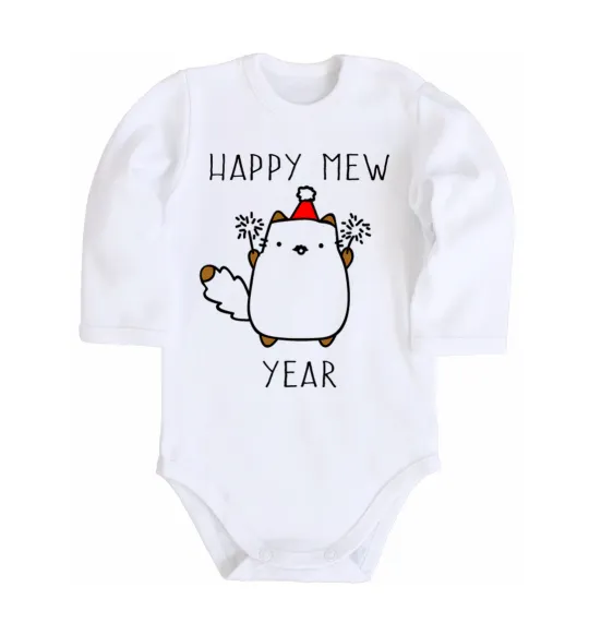 Дитячий бодік Happy Mew Year Білий фото