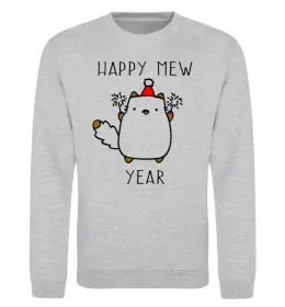 Свитшот Happy Mew Year Серый меланж фото