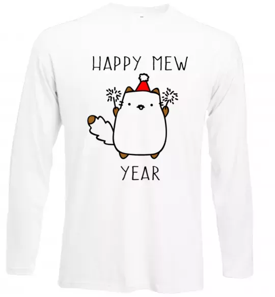 Лонгслів Happy Mew Year Білий фото