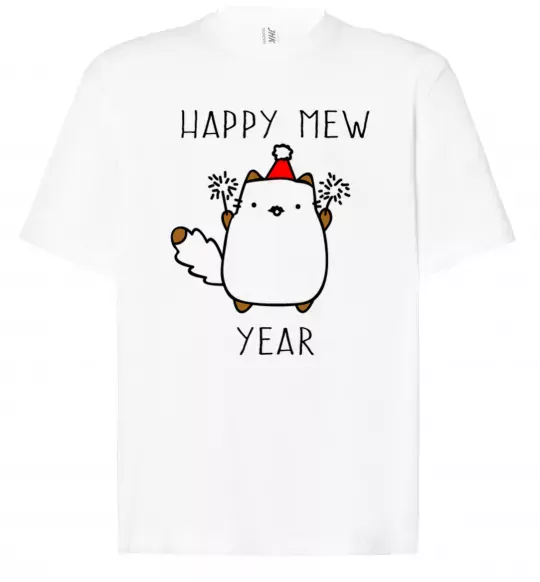 Футболка Оверсайз Happy Mew Year Білий фото