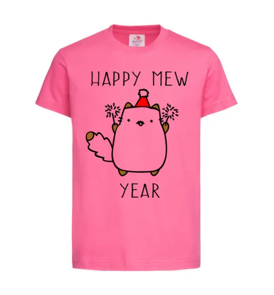 Дитяча футболка Happy Mew Year Яскраво-рожевий фото