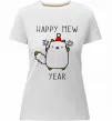 Жіноча преміум футболка Happy Mew Year Білий фото