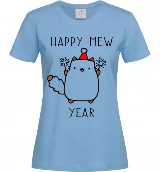 Жіноча футболка Happy Mew Year Блакитний фото
