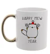 Чашка з кольоровою ручкою Happy Mew Year Золото фото
