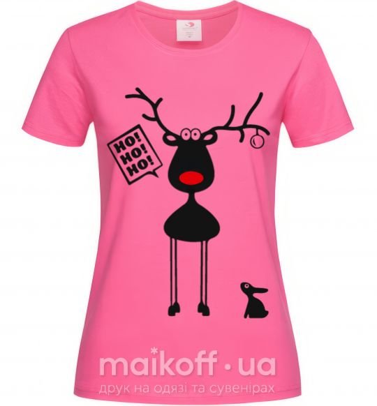 Женская футболка Лось и заяц Ярко-розовый фото