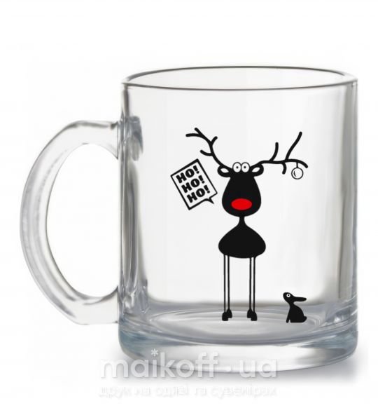 Чашка скляна Лось и заяц Прозорий фото