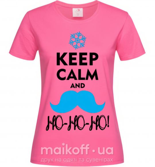Женская футболка Keep calm and ho-ho-ho Ярко-розовый фото