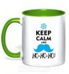 Чашка с цветной ручкой Keep calm and ho-ho-ho Зеленый фото