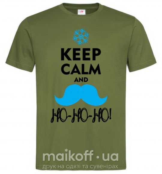 Чоловіча футболка Keep calm and ho-ho-ho Оливковий фото